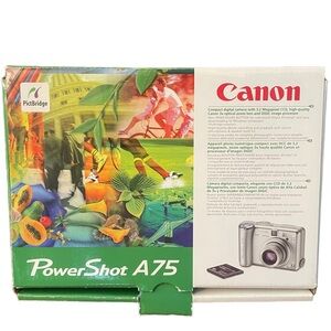 Canon PowerShot A75 Box Batteries Manuals Cables CD NO CAMERA